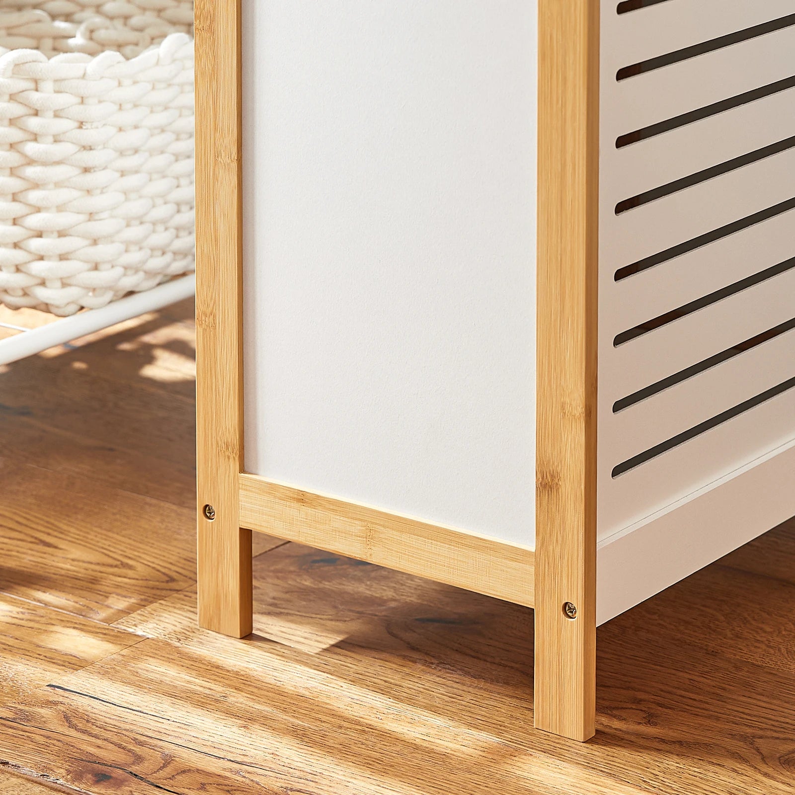 Panier à linge bois blanc