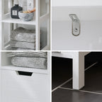 Meuble colonne salle de bain avec panier à linge