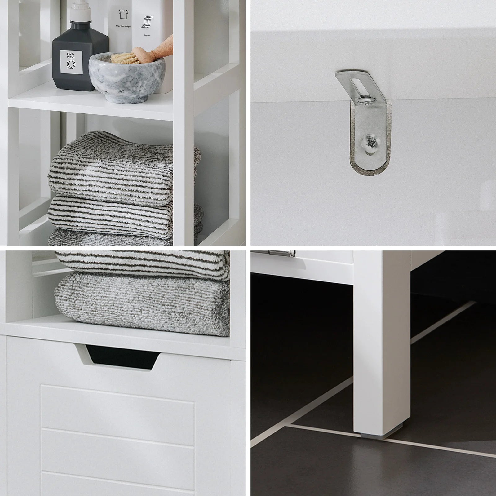 Meuble colonne salle de bain avec panier à linge