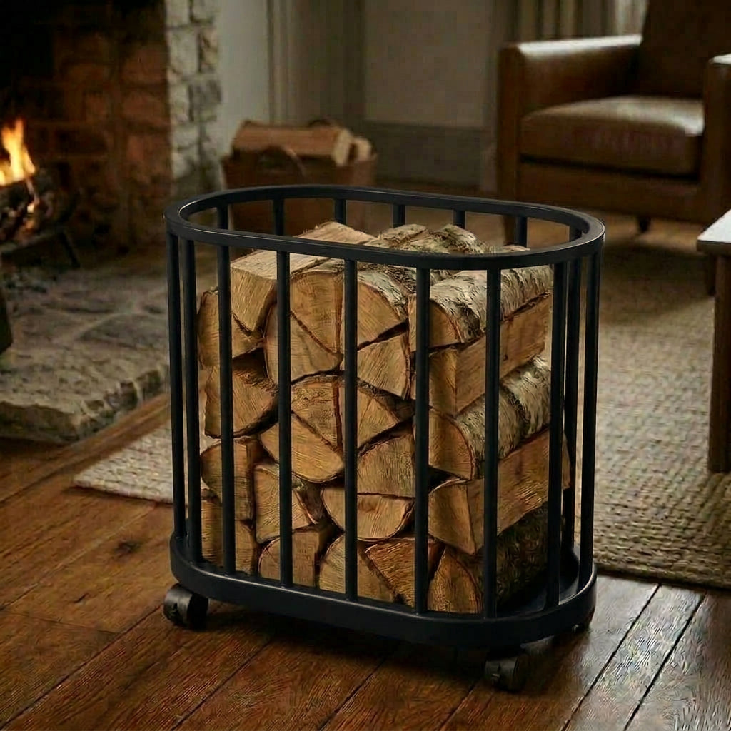 Panier à bois à roulette