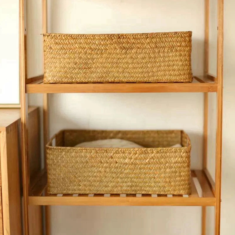 Panier de rangement en jonc de mer