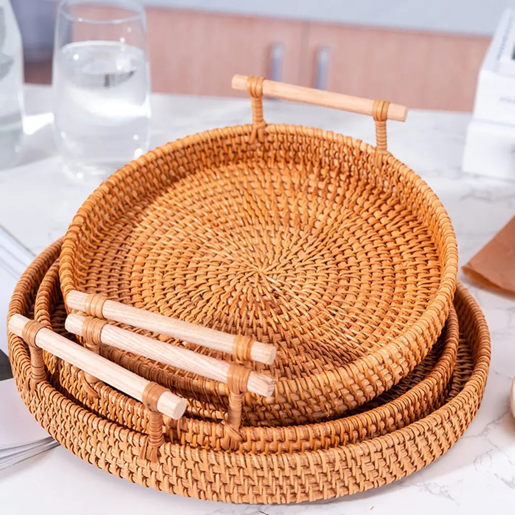 Panier en rotin rond