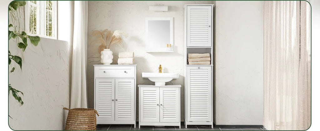 Meuble salle de bain avec panier à linge