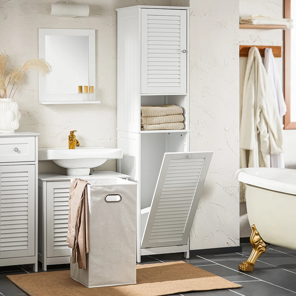 Meuble salle de bain avec panier à linge