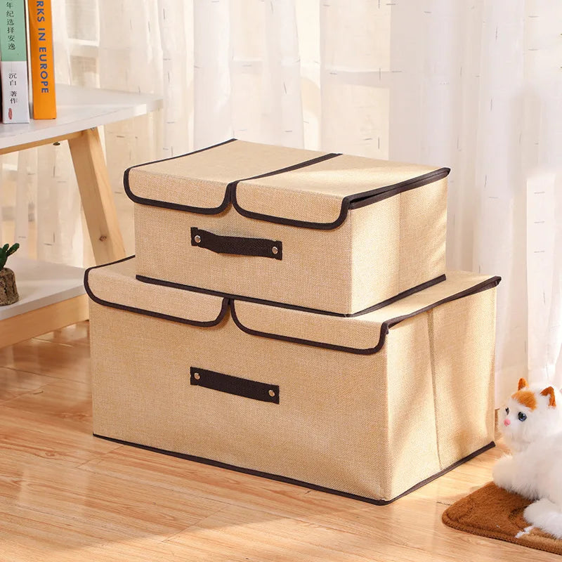 Grand panier de rangement avec couvercle