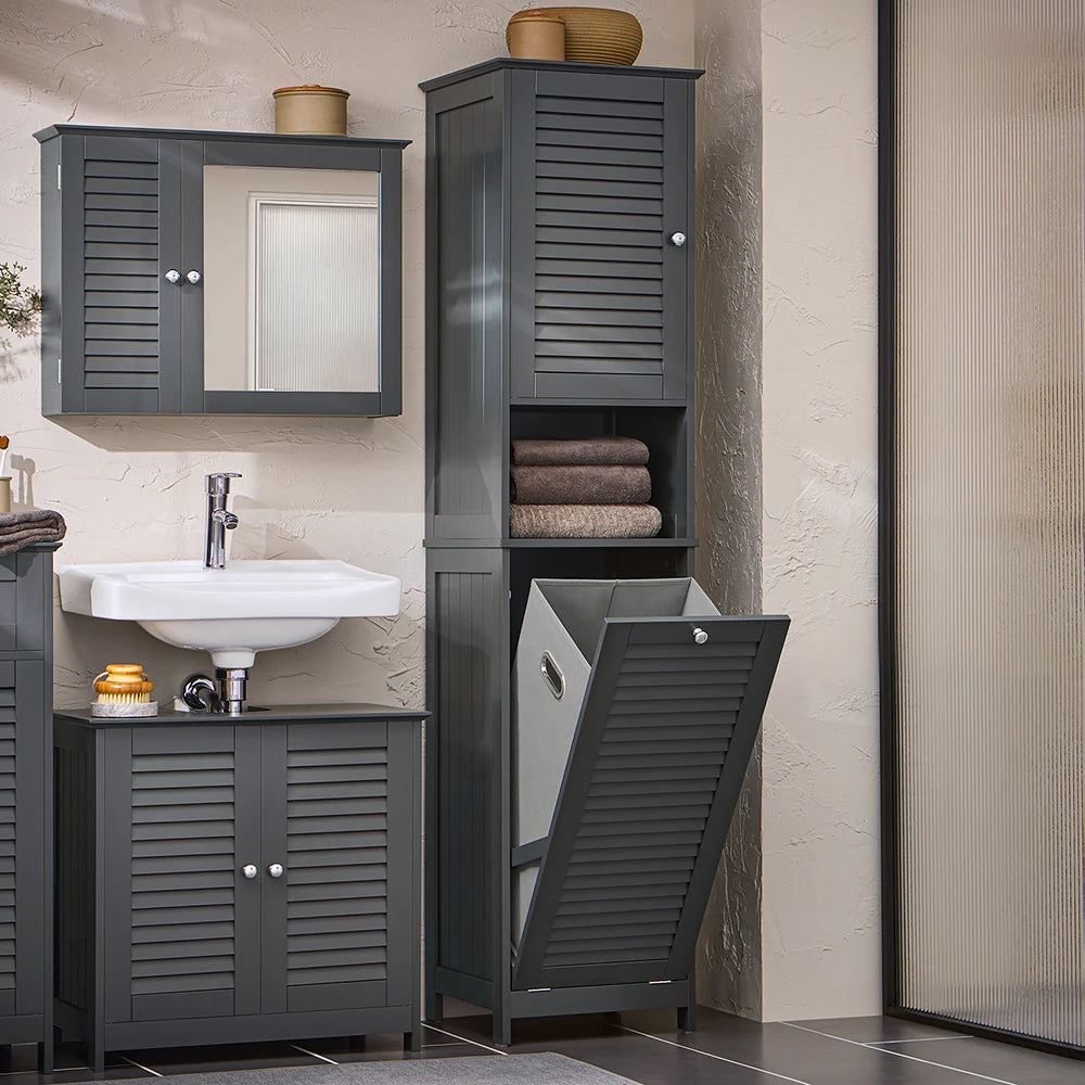 Meuble salle de bain avec panier à linge