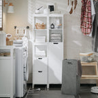 Meuble colonne salle de bain avec panier à linge