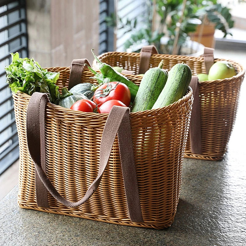 Grand panier effet osier pour pique-nique