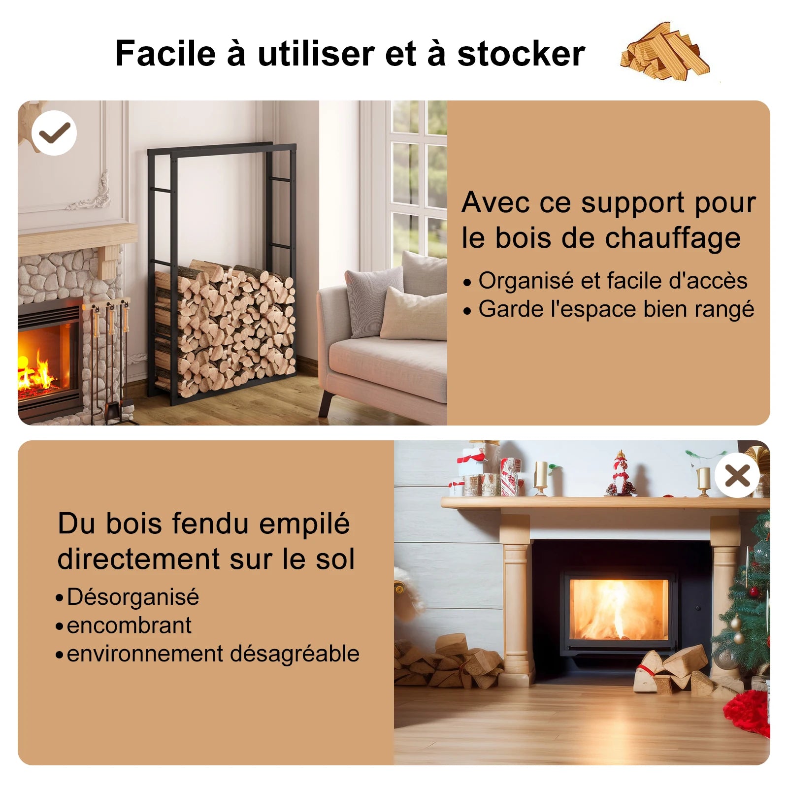 Panier à bois en métal