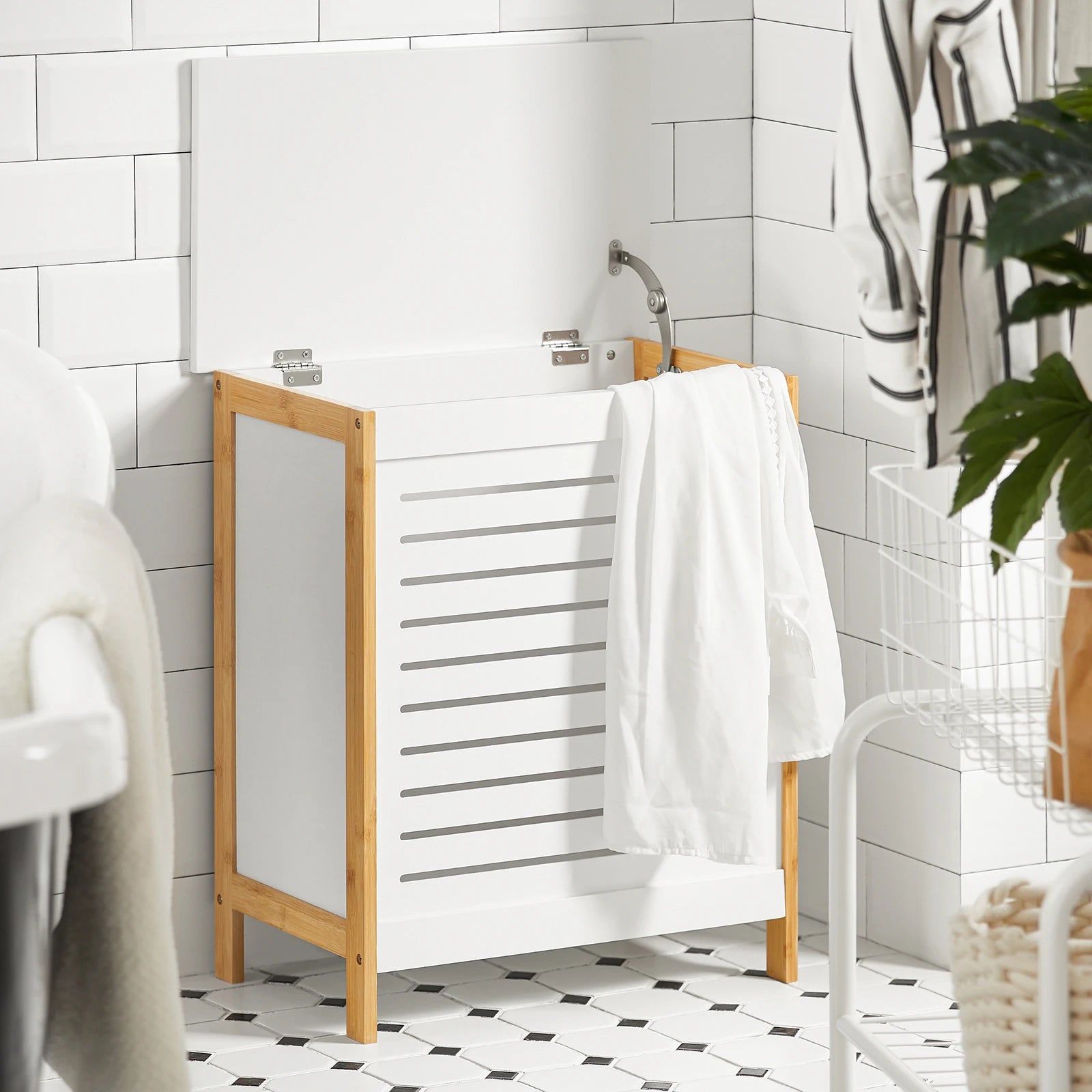 Panier à linge bois blanc