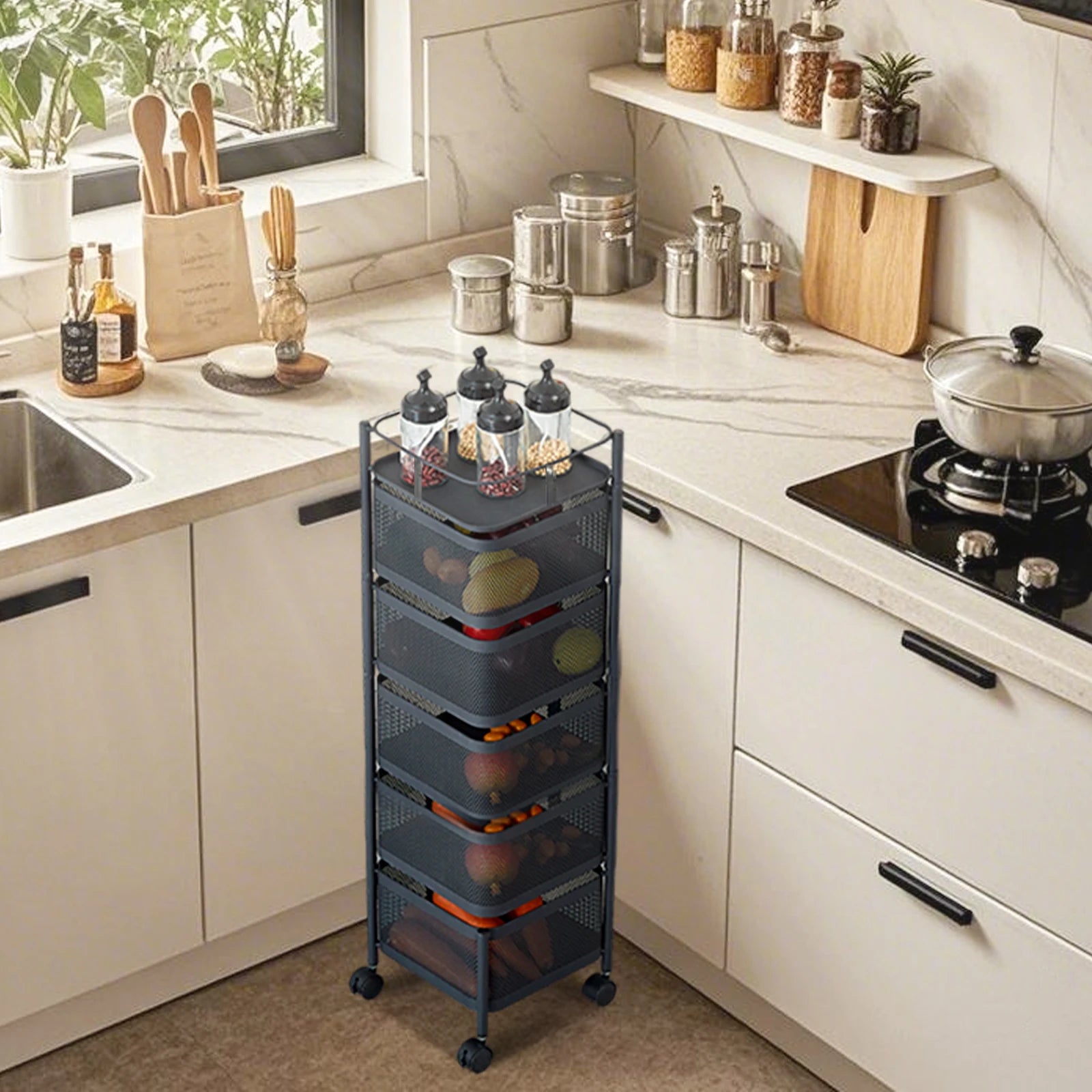 Meuble avec panier de rangement