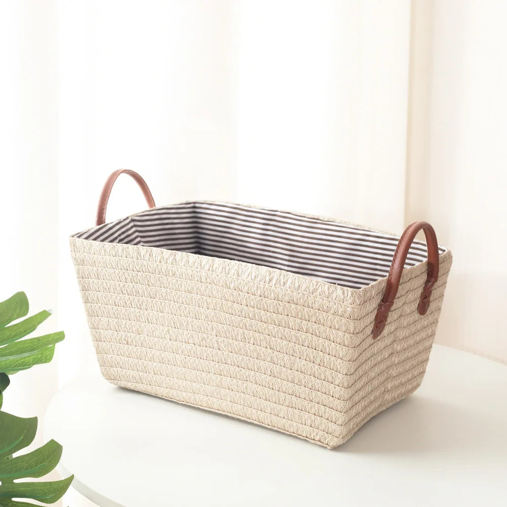 Panier de rangement effet osier blanc
