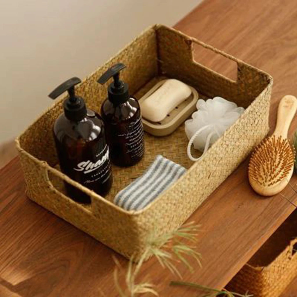 Panier de rangement en jonc de mer