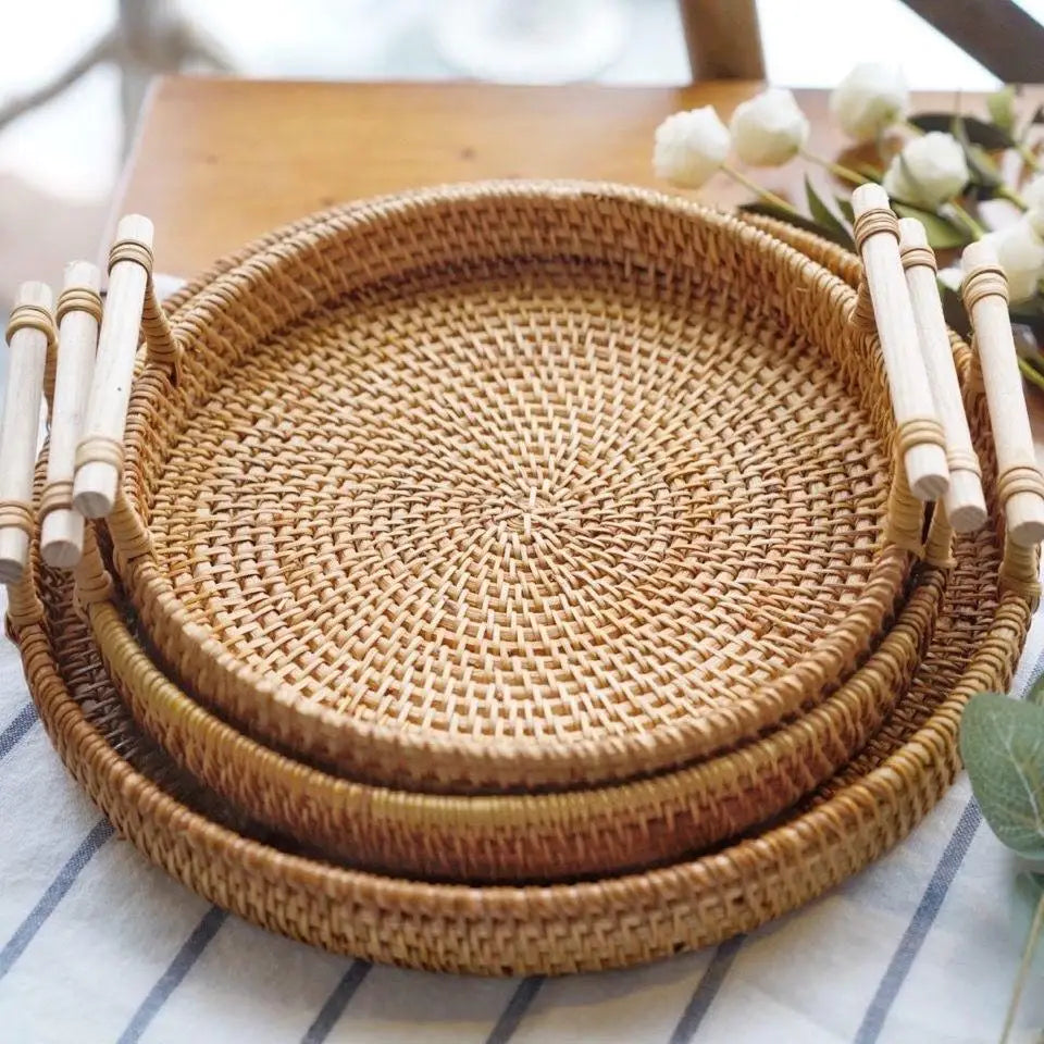 Panier en rotin rond