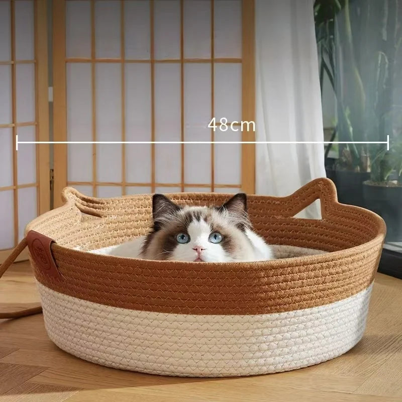 Panier pour chat en rotin