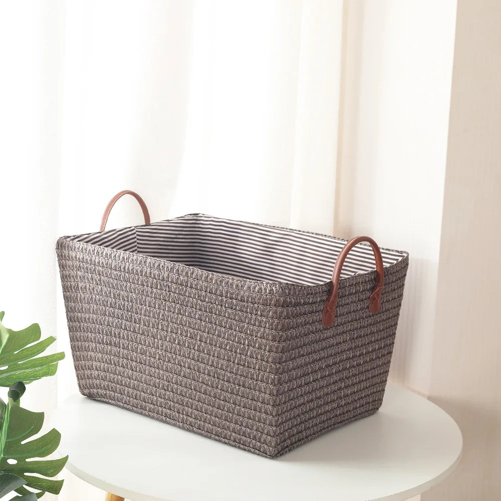 Panier de rangement effet osier gris