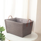 Panier de rangement effet osier gris
