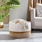 Panier à linge en osier blanc