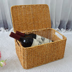 Panier de rangement avec couvercle en osier
