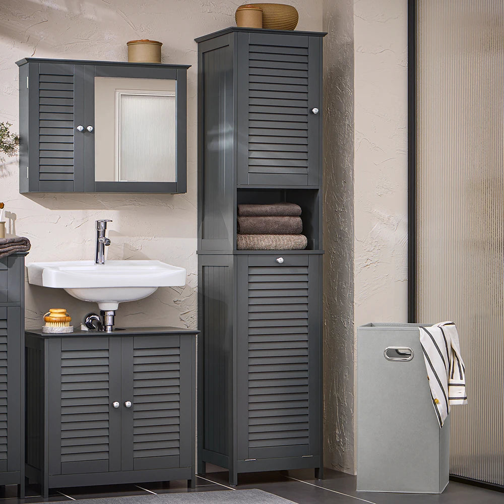 Meuble salle de bain avec panier à linge