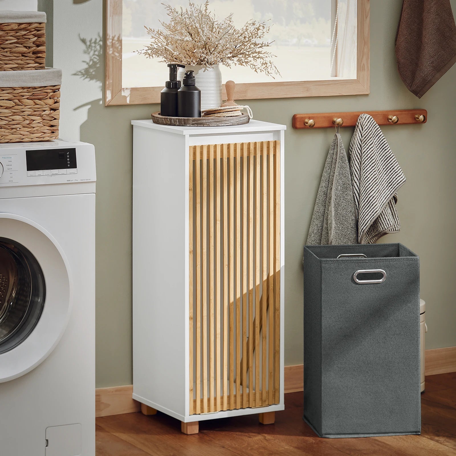 Meuble panier à linge basculant