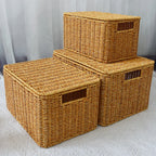 Panier de rangement avec couvercle en osier