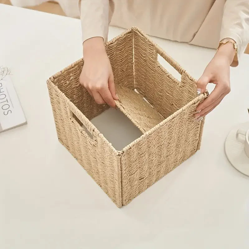 Grand panier en osier carré