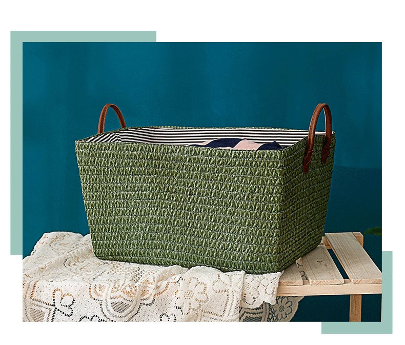 Grand panier effet osier pour rangement