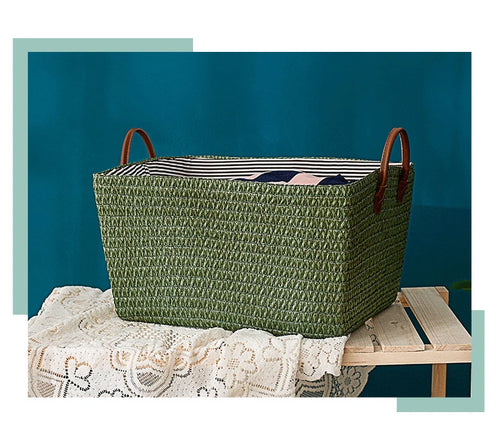 Grand panier effet osier pour rangement