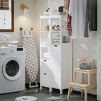 Meuble colonne salle de bain avec panier à linge