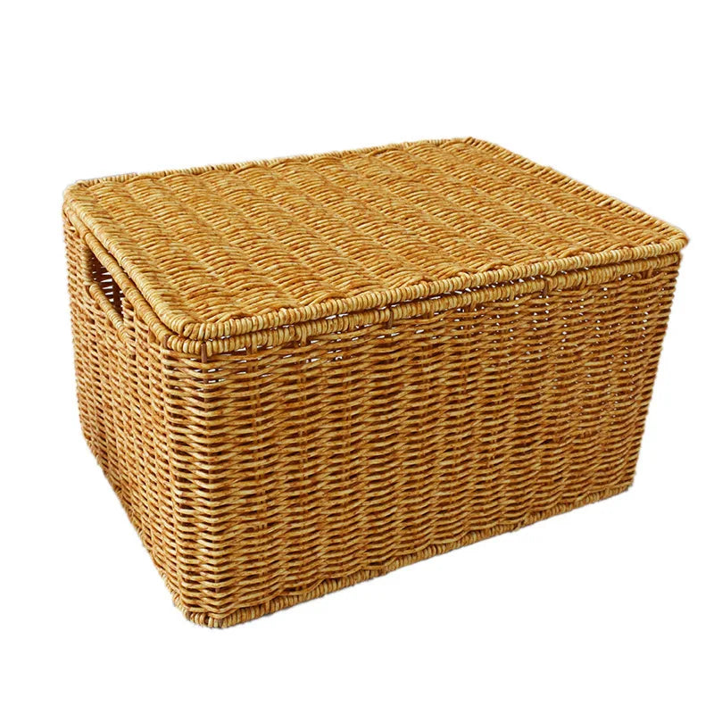 Panier de rangement avec couvercle en osier