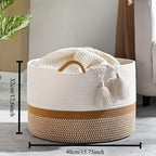 Panier à linge en osier blanc
