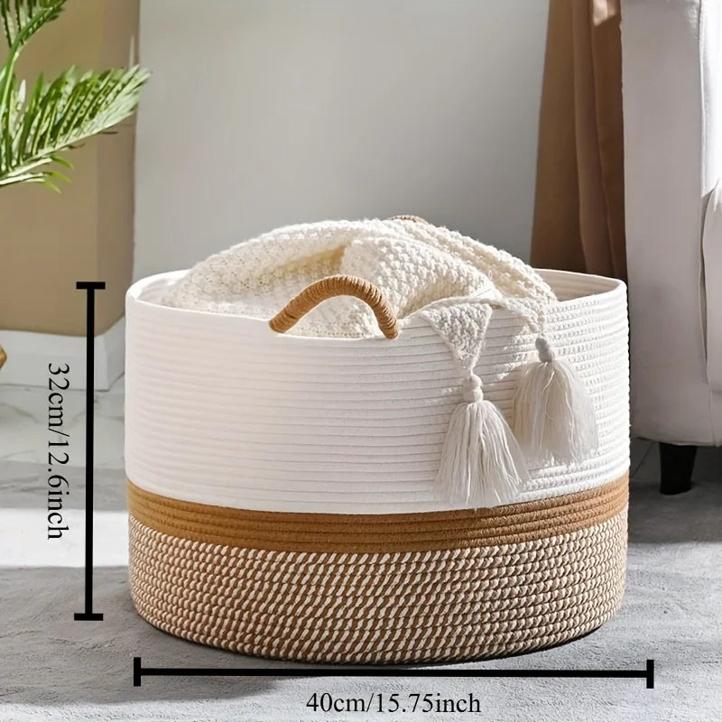 Panier à linge en osier blanc