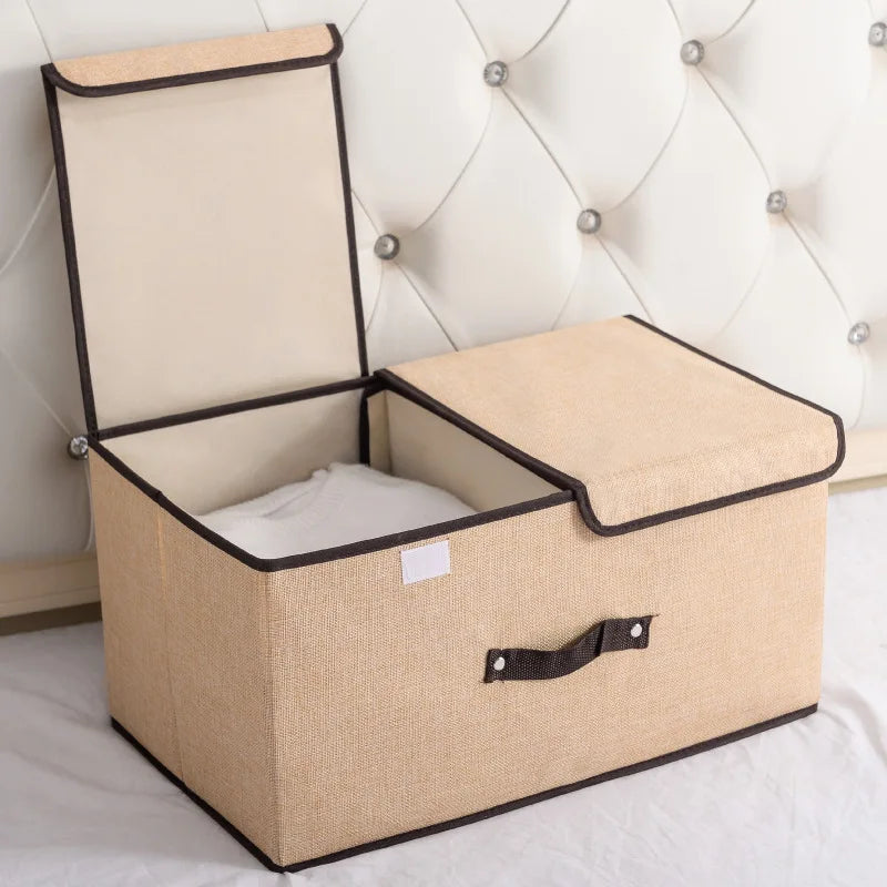 Grand panier de rangement avec couvercle