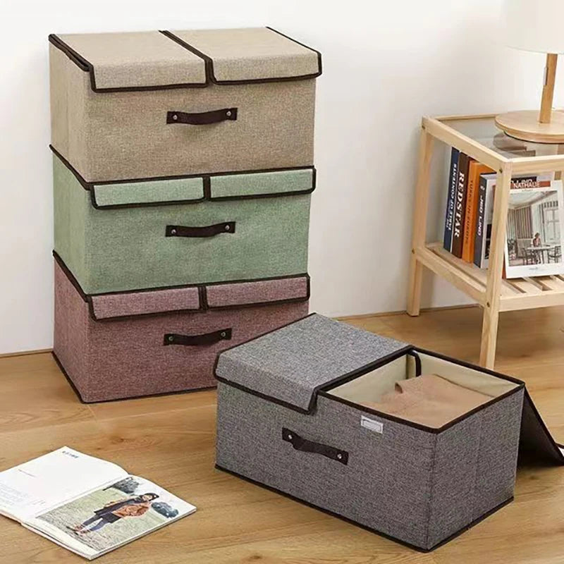 Grand panier de rangement avec couvercle