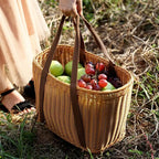 Grand panier effet osier pour pique-nique