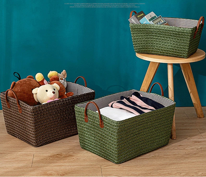 Grand panier effet osier pour rangement