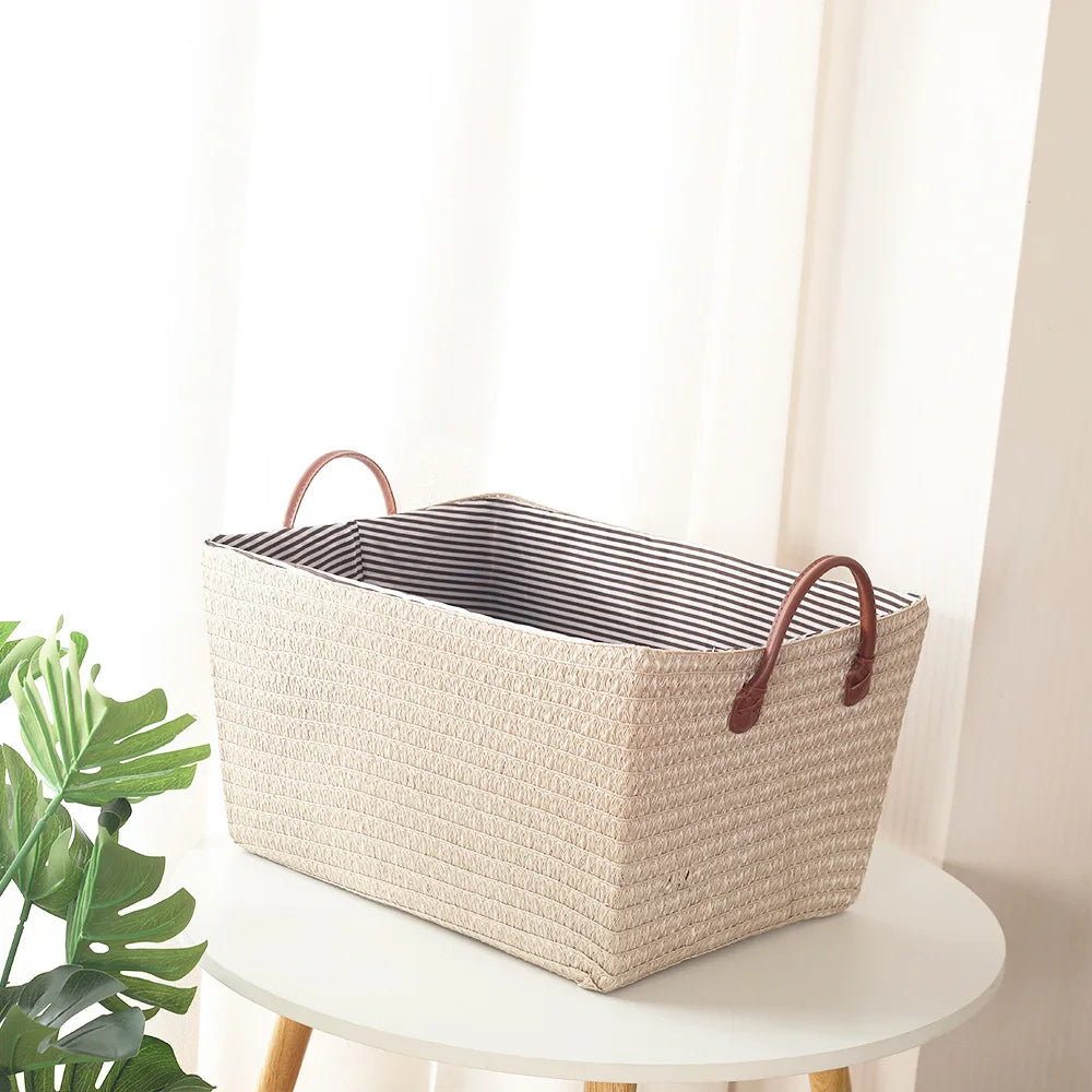 Panier de rangement effet osier blanc