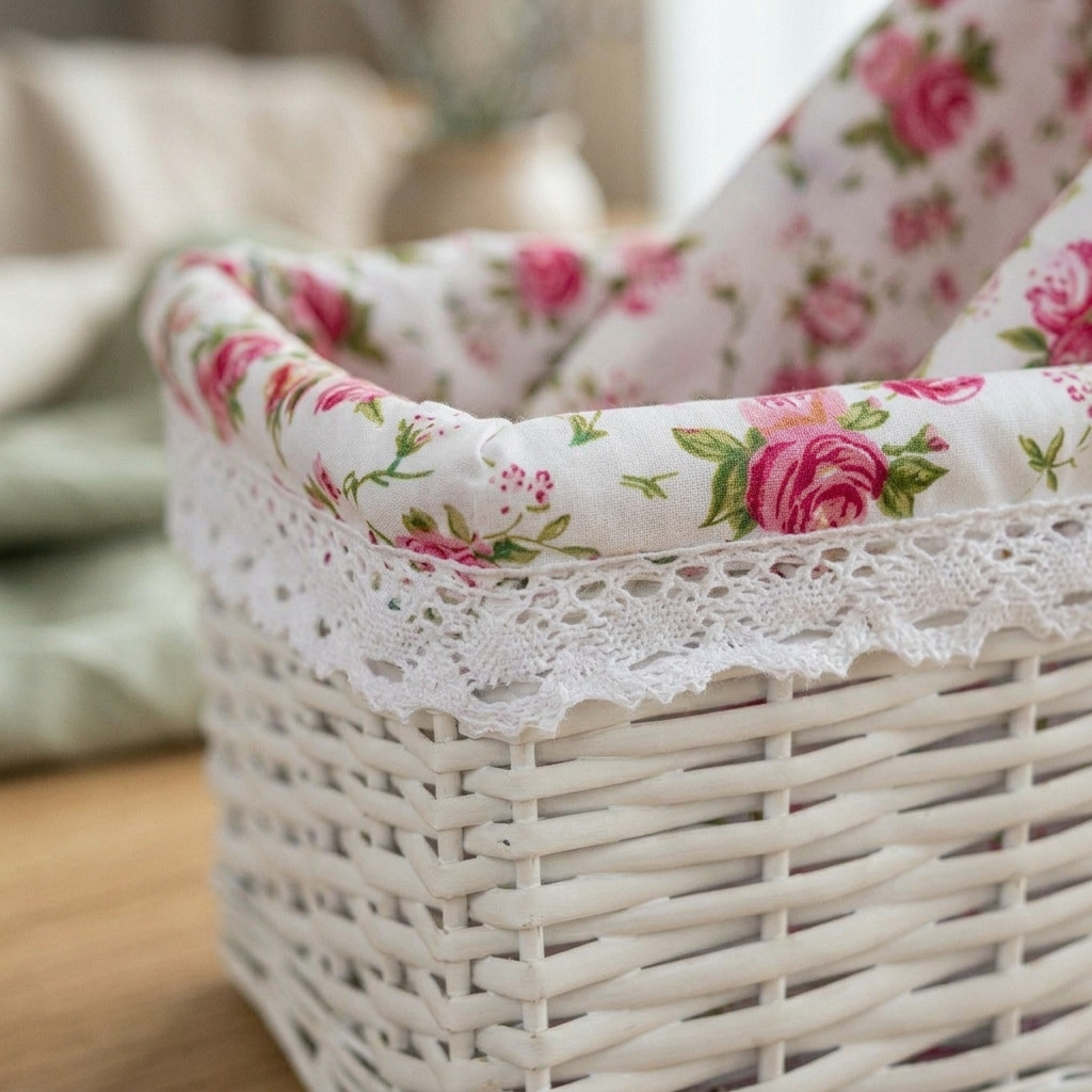 Panier en rotin blanc