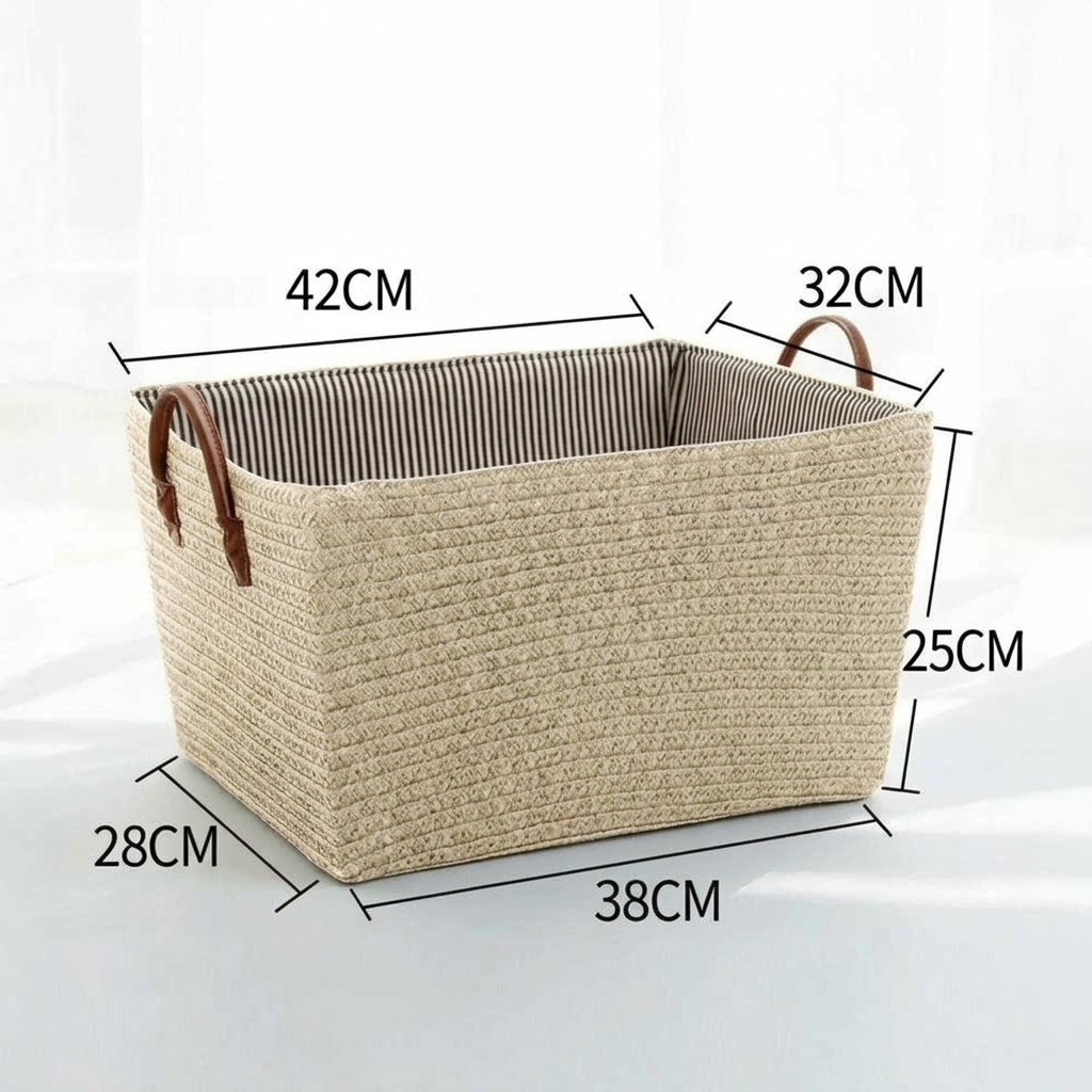 Panier de rangement effet osier blanc