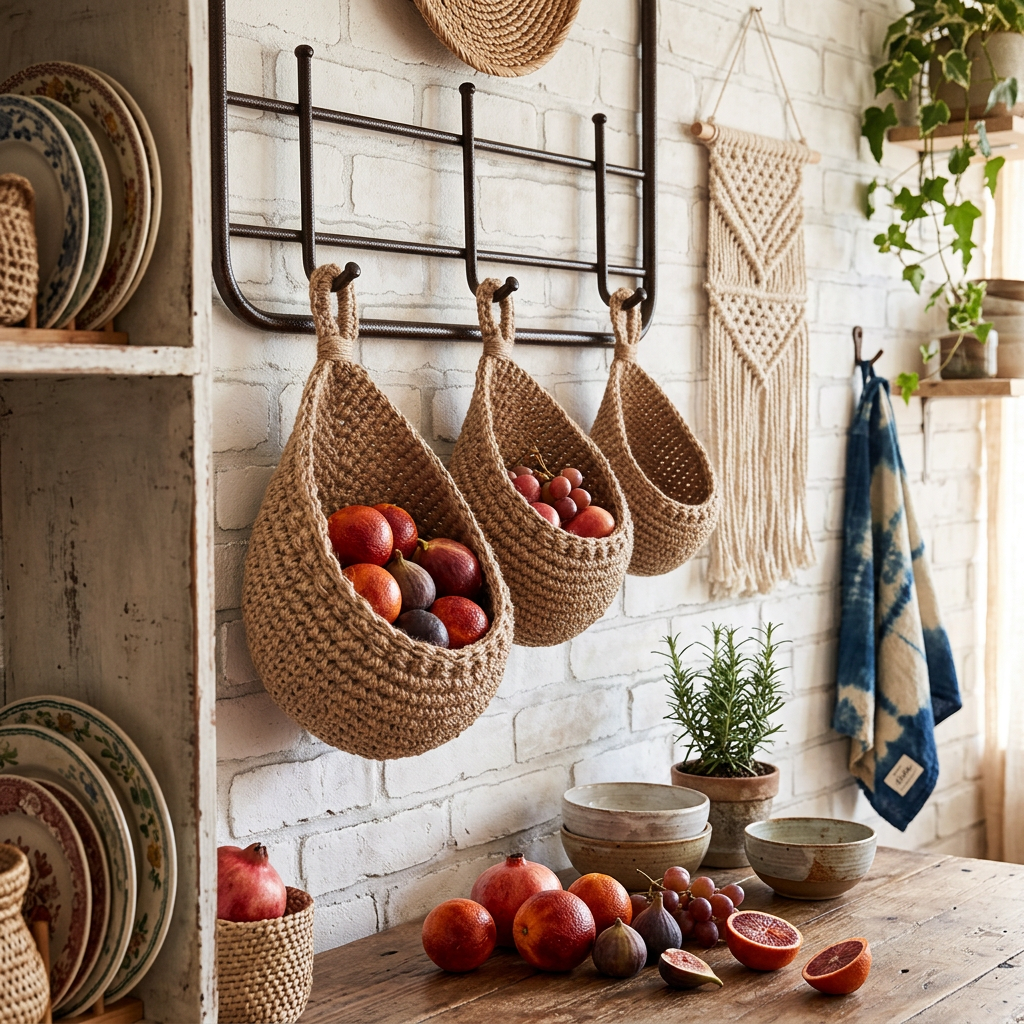 Panier mural en osier