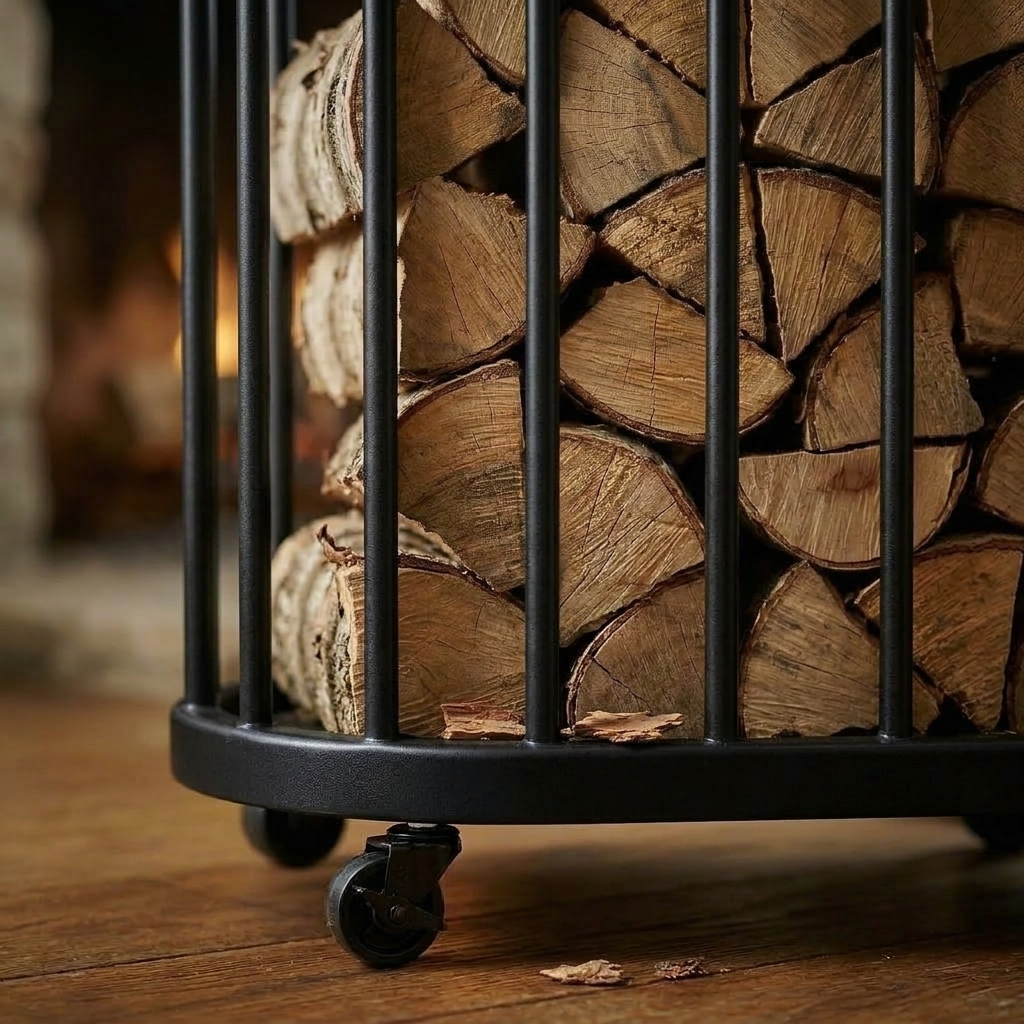 Panier à bois à roulette