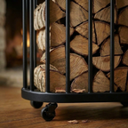 Panier à bois à roulette