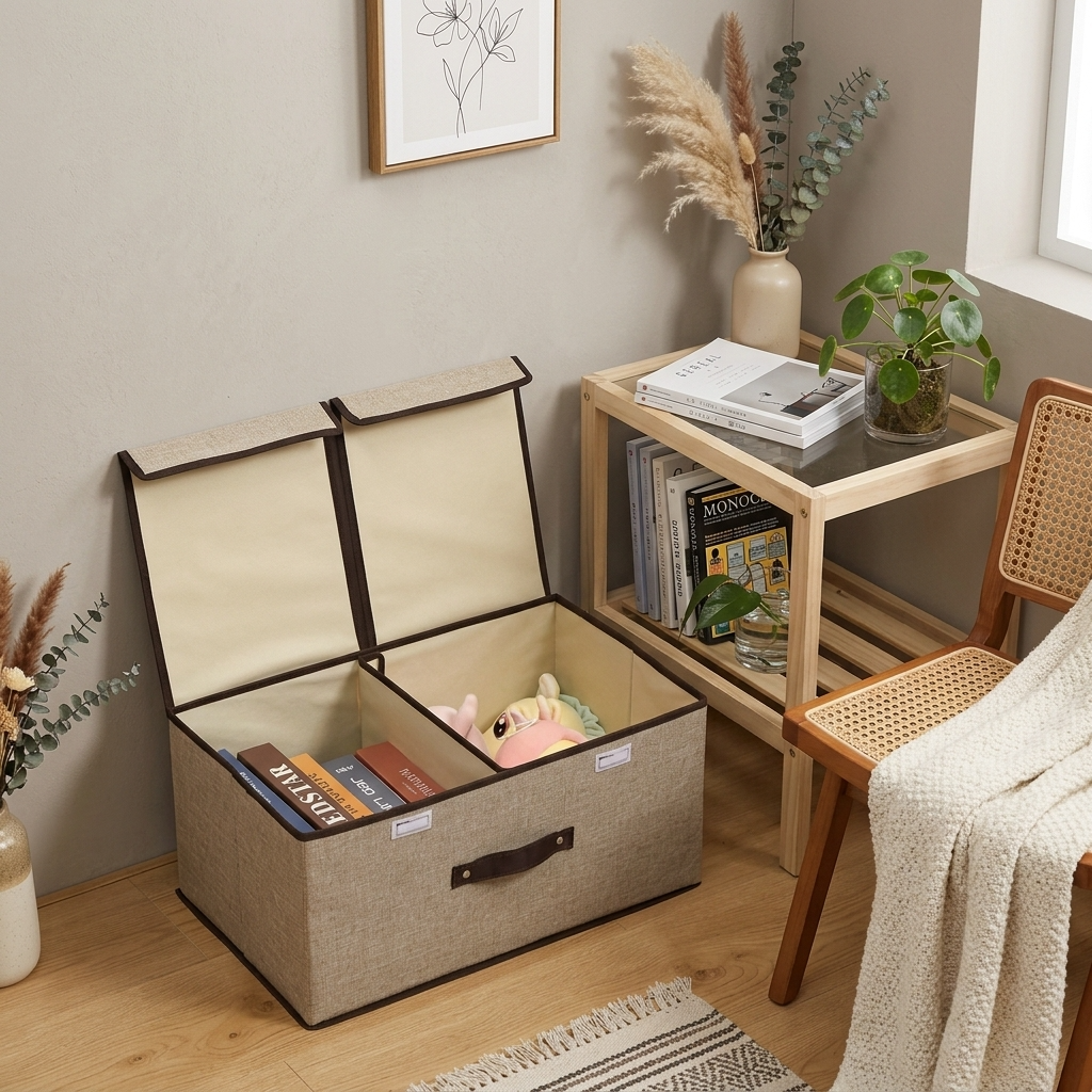 Grand panier de rangement avec couvercle