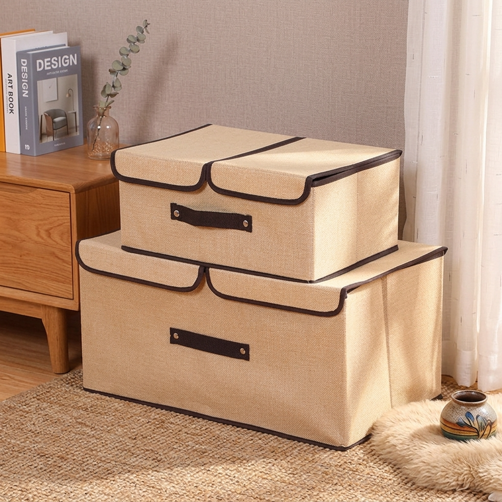 Grand panier de rangement avec couvercle