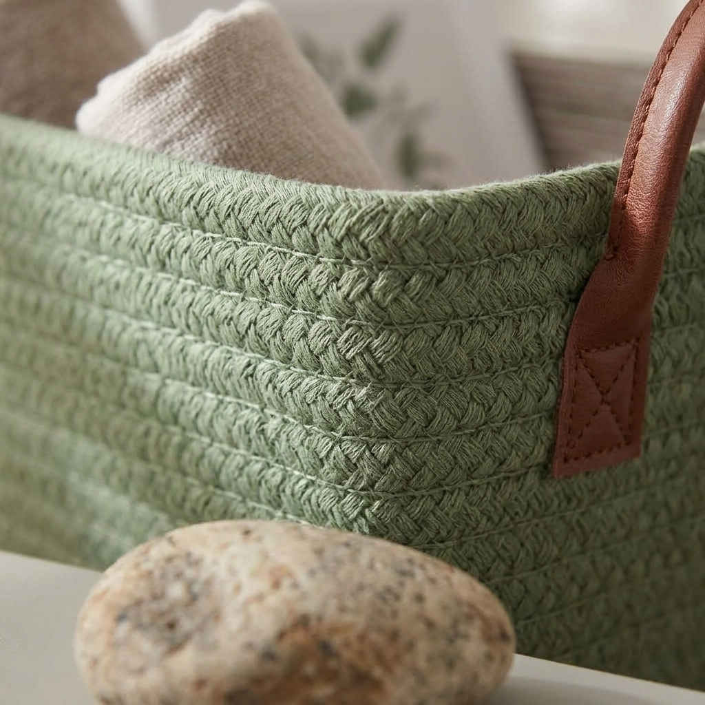 Grand panier effet osier pour rangement