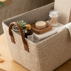 Panier de rangement effet osier blanc