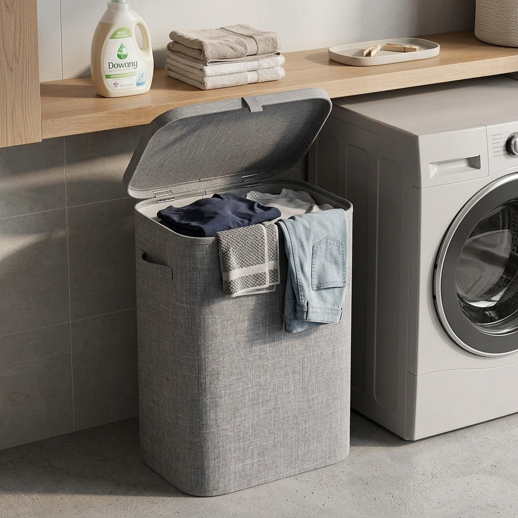 Grand panier à linge avec couvercle