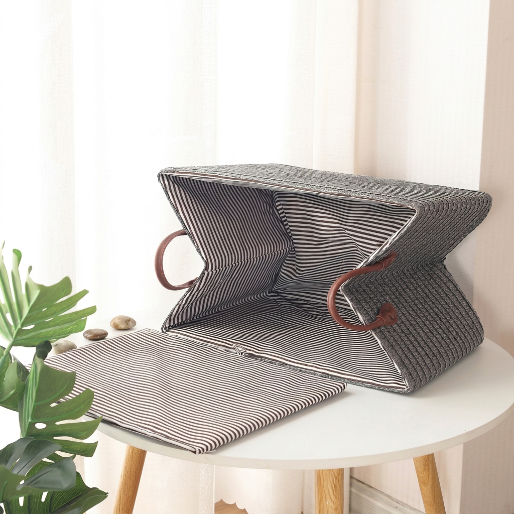 Panier de rangement effet osier gris