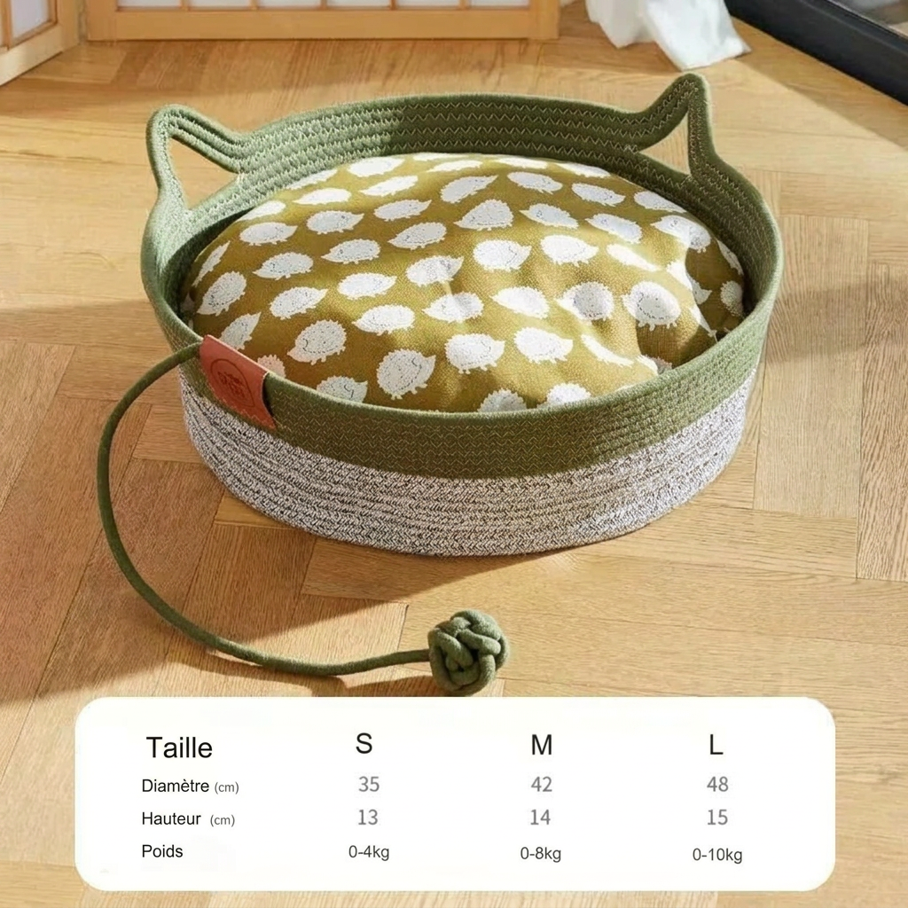 Panier pour chat en rotin